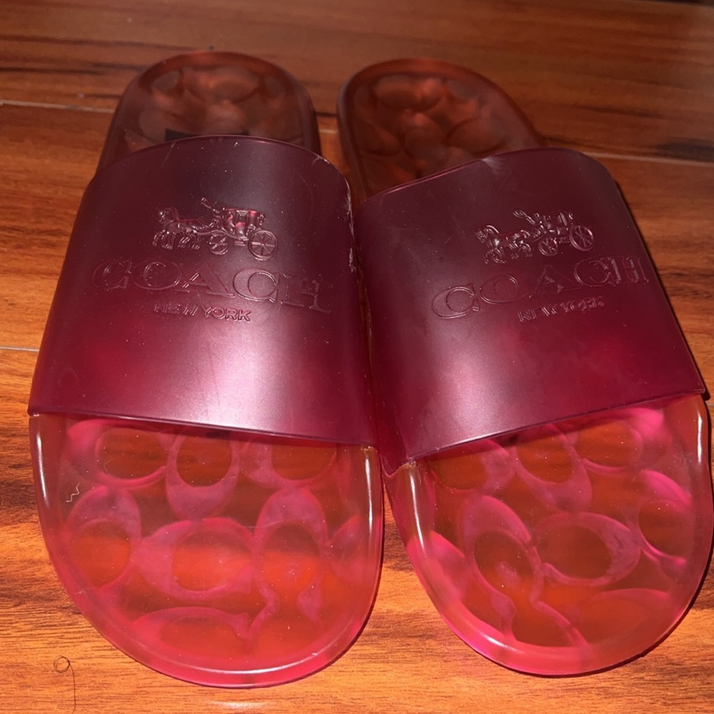 Pink Coach jelly slides. Good condition.